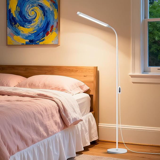 White LED Reading Floor Lamp, Bright 12W Dimmable Standing Light, Adjustable - Image 7