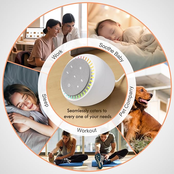 DreamSky Sound Machine for Sleep, 26 Sounds & RGB Night Light, USB-C Powered - Image 6