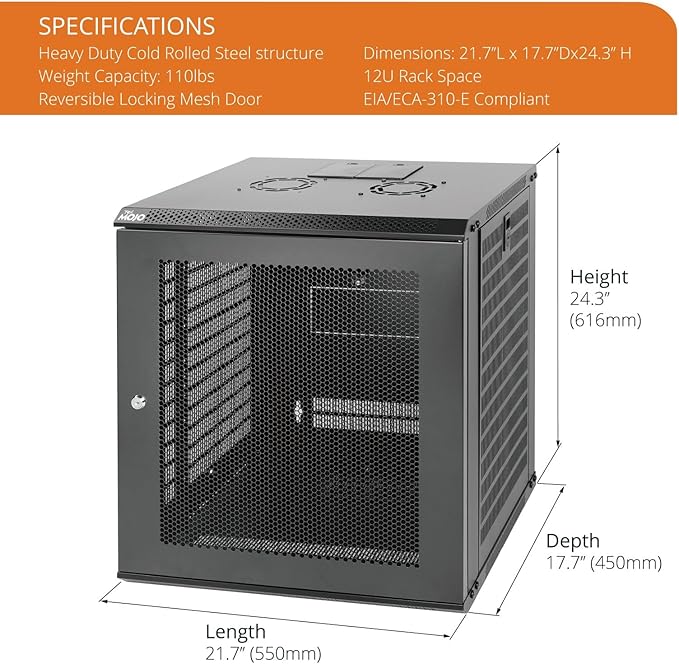 Tecmojo 12U Wall Mount Rack Network Cabinet - Image 2