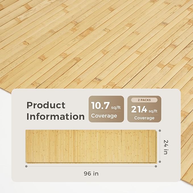 OUZUGIE 2 Pack 96x24 Inch Natural Bamboo Wall Panel – Natural Pole Wrap Paneling - Image 2