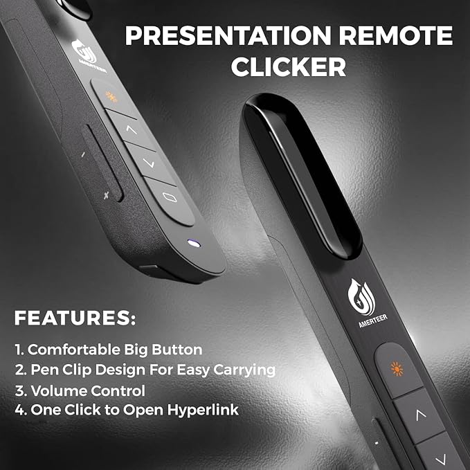 AMERTEER Wireless Presenter, Support Hyperlink RF 2.4GHz Powerpoint PPT Clicker - Image 6