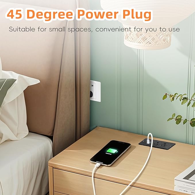 2 Pack Recessed Power Strips USB, 20W Fast Charging Furniture Outlets - Image 3