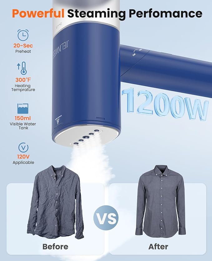 Handheld Steamer for Clothes, 1200W Foldable Travel Steamer, 20 Sec Preheat - Image 2