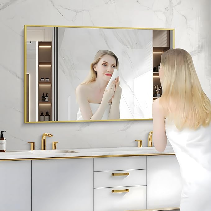 Gold Bathroom Mirror for Wall, 30x48 Inch Rectangle Mirrors - Image 7