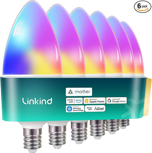 Linkind Matter Smart Bulbs, E12 Led Bulb Works by Linkind