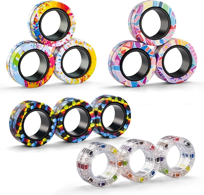 12Pcs Magnetic Adults Fidget Toys Rings, Stocking Stuffers - Image 5