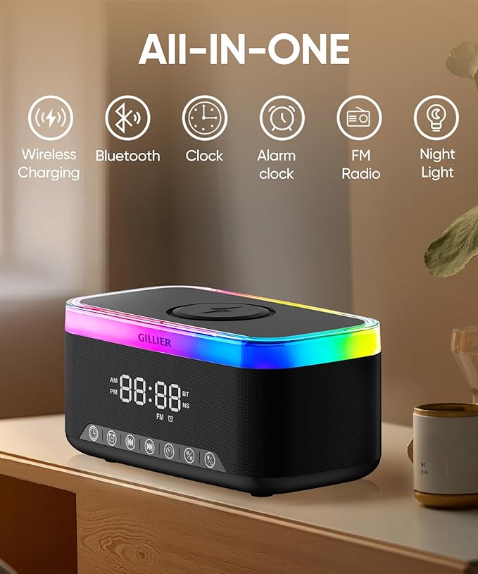 GILLIER Wireless Charging Alarm Clock Radio - Image 2