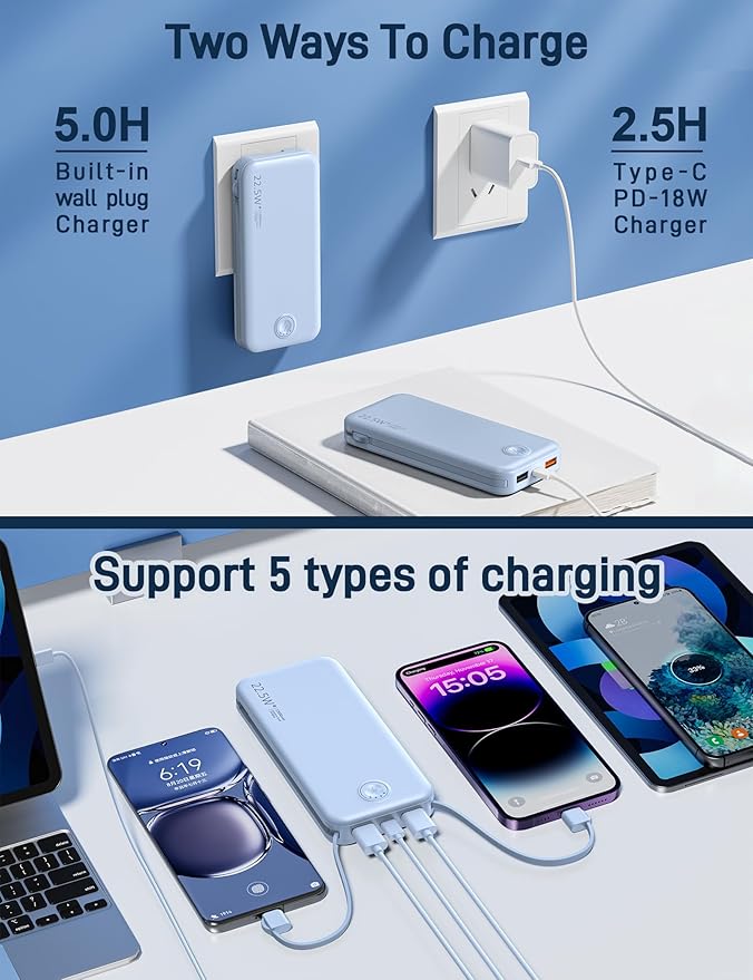 Nusyddy Portable Charger, 12000mAh 22.5W Fast Charging Power Bank - Image 5