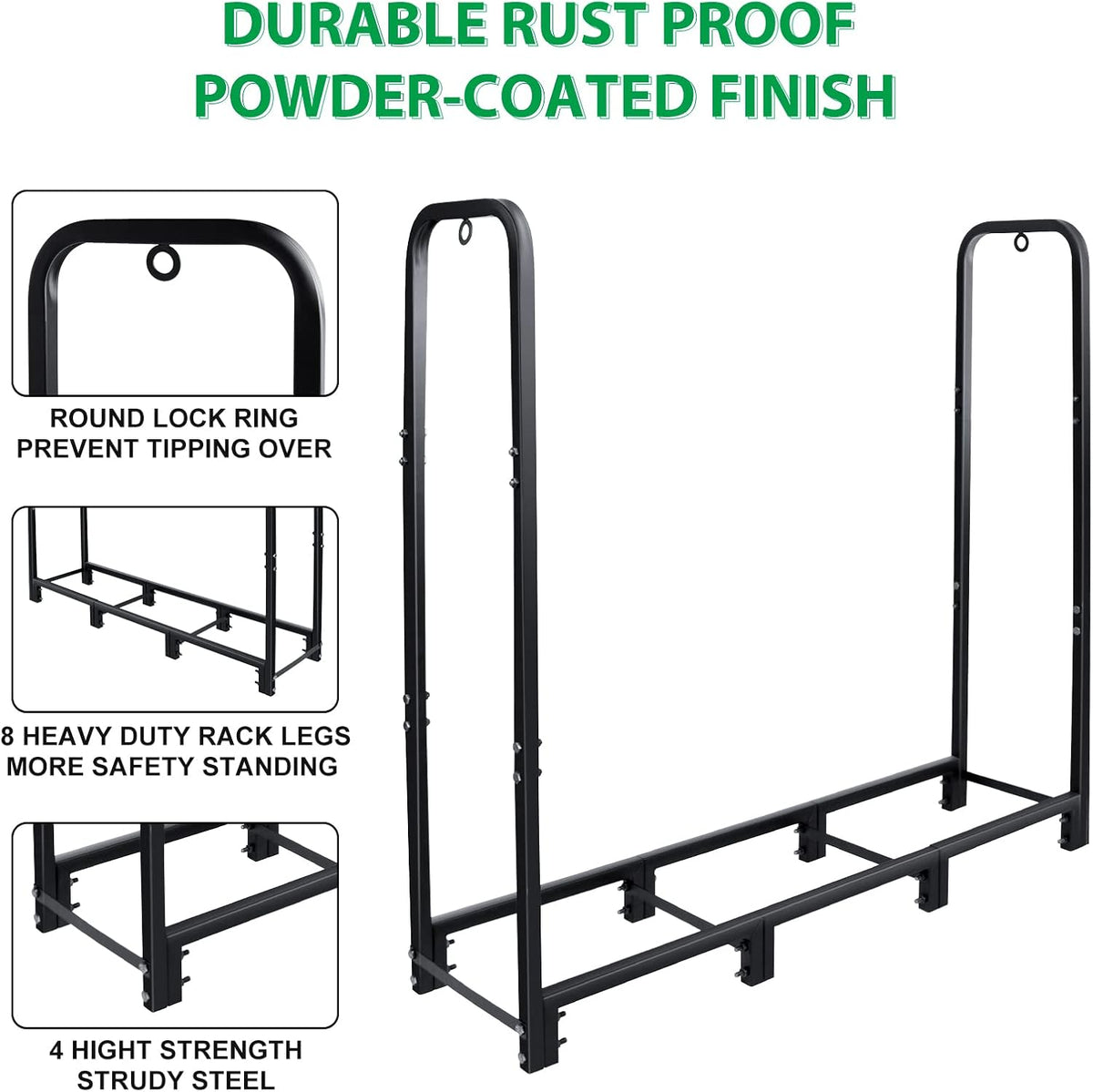 connoo 4ft firewood rack stand heavy duty firewood on a desk or shelf