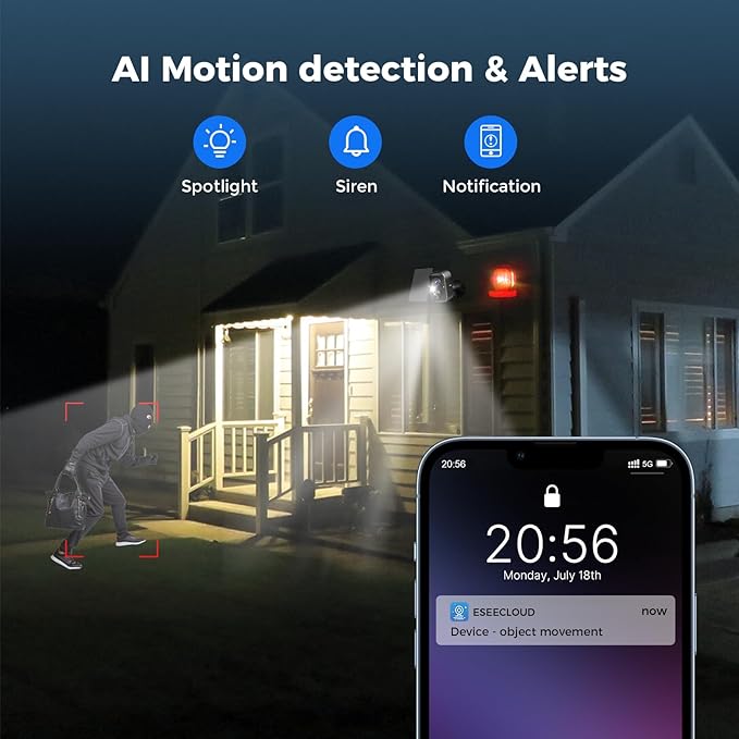 Hiseeu Security Cameras Wireless Outdoor, PIR/AI Motion Detection, Waterproof - Image 6