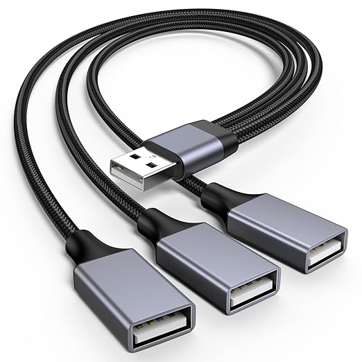 KAYQINHO USB Y Splitter 1 in 3 Out, USB Male to 3 Female Cable by Audioadapter
