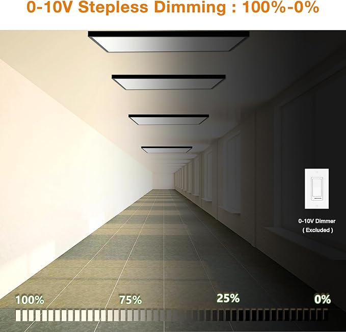 Mcacggo 4-Pack Black 2x4 FT LED Flat Panel Light Surface Mount 0-10V Dimmable - Image 5