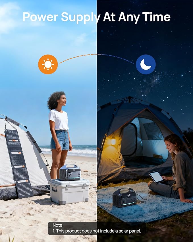 Portable Power Station 600W Surge, 288Wh Solar Generator, LiFeP04 Battery - Image 9