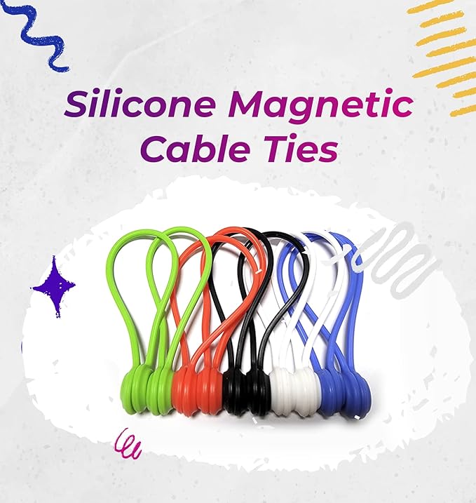 20 Pack Reusable Silicone Magnetic Cable Ties Twist Ties - Image 2