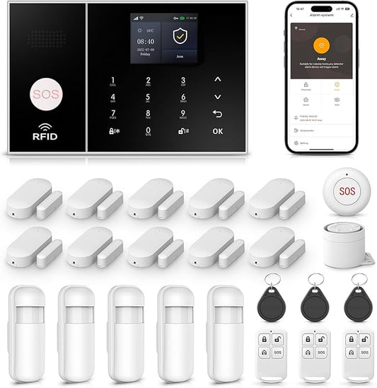 LWOHSI A108F Alarm System for Home Security, WiFi+GSM 4G DIY Alarm Kit by LWOHSI