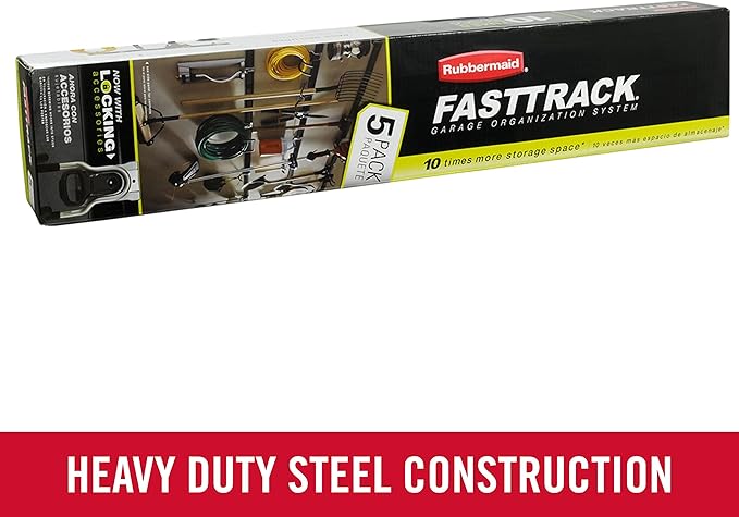 Rubbermaid FastTrack Garage Storage Utility Hooks 5 Piece Black All in One Rail - Image 6