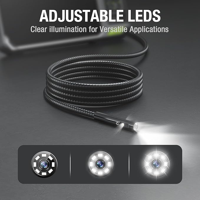 Triple Lens Borescope with 7" IPS Screen, Teslong 1080P HD Industrial Endoscope - Image 5