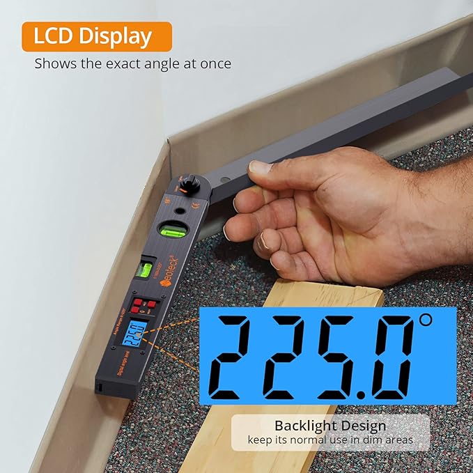 Neoteck Aluminum Digital Angle Finder Protractor 225° 16 inch Backlit LCD - Image 4