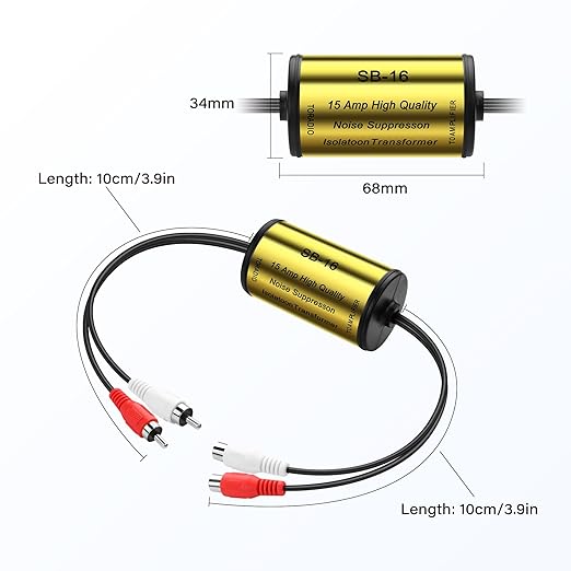 PNGKNYOCN Car Stereo Noise Suppressor, 15A RCA Stereo 2 Channel Ground Loop - Image 7