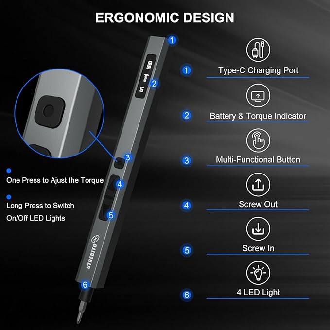 STREBITO Mini Electric Screwdriver Upgraded 155 in 1 Electric Precision - Image 5