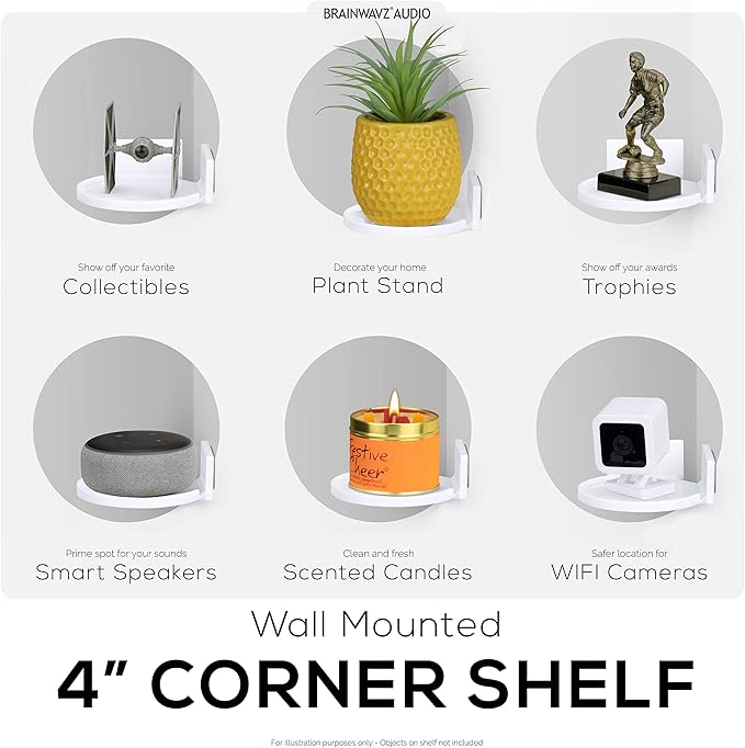 BRAINWAVZ 4” Small Floating Shelf, Adhesive & Screw in, - Image 4