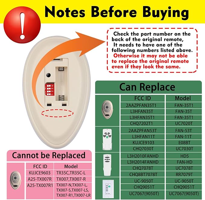 35T Ceiling Fan Remote Control Replacement - Image 3