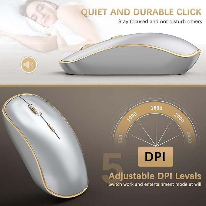 J JOYACCESS Wireless Keyboard and Mouse Combo, Ergonomic and Quiet Wireless - Image 4