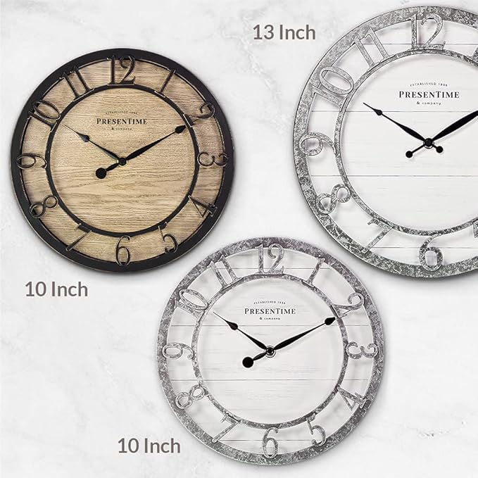 Presentime & Co 10" Farmhouse Series Wall Clock, Cottage Style, Vintage Design - Image 5