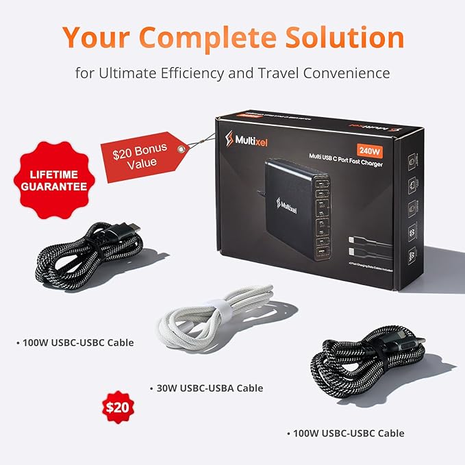 Upgraded 240W 8 Ports GaN Charger, USB Charging Hub, USB-C Charging Hub - Image 3