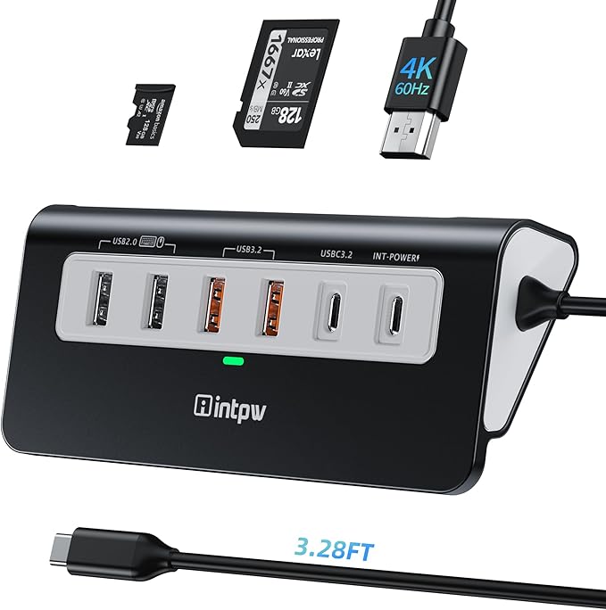 intpw P9 PRO USB C Hub 10Gbps, 9-in-1 USB C Docking Station 3.28FT by intpw