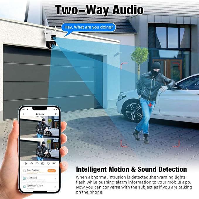 Fuers 6MP Wireless Security Camera, Surveillance Cameras Dual Lens Linkage - Image 4