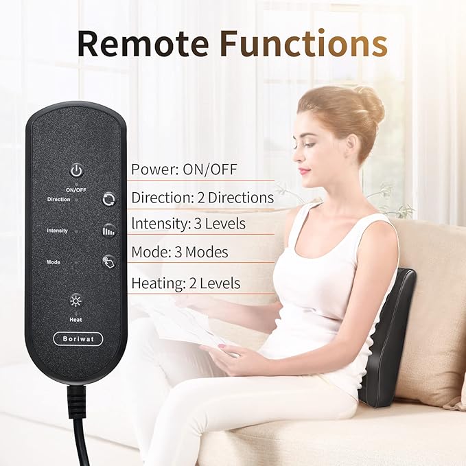 Boriwat Back Massager with Heat, 3D Kneading Massage Pillow - Image 5
