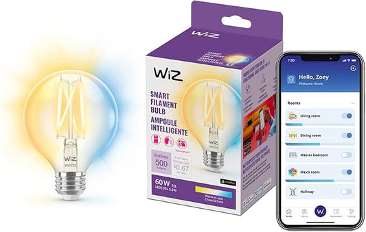 WiZ Connected 60W G25 Tunable White Filament Smart Light Bulbs by WiZConnectedLighting