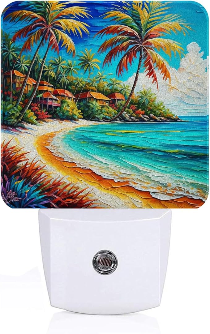 FSHVQKD Seaside Town Night Light, Plug Into Wall Decor by Unknown