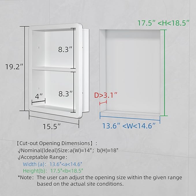Shower Niche 14x18, Recessed Medicine Cabinet Without Mirror, 304 Stainless - Image 3