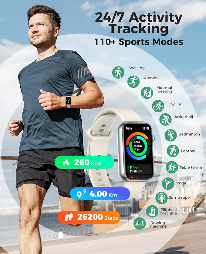 Smart Watch Fitness Tracker, 24/7 Heart Rate Spo2 Blood Pressure Monitor Sleep - Image 4
