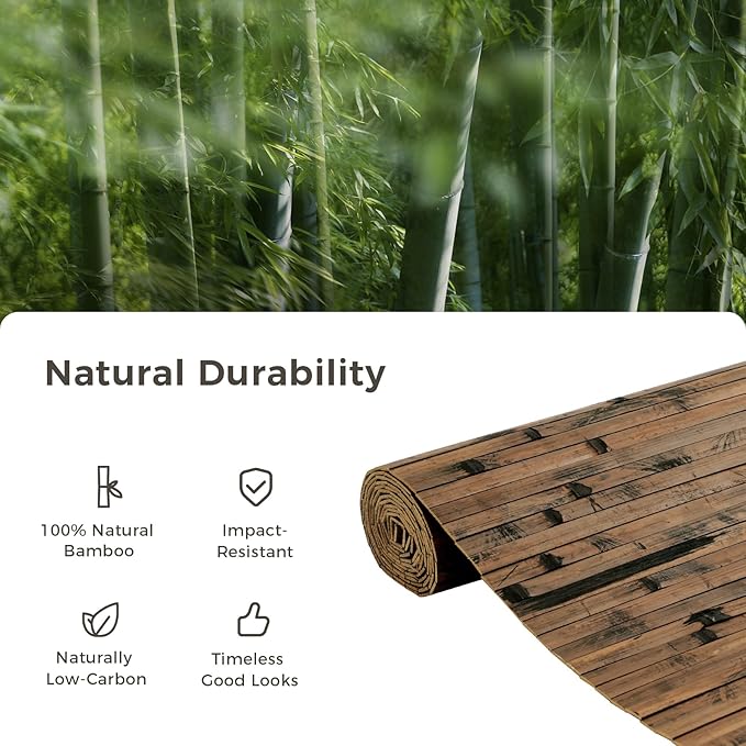 OUZUGIE 1 Pack 96x24 Inch Natural Bamboo Wall Panel – Brown Burned Pole Wrap - Image 7