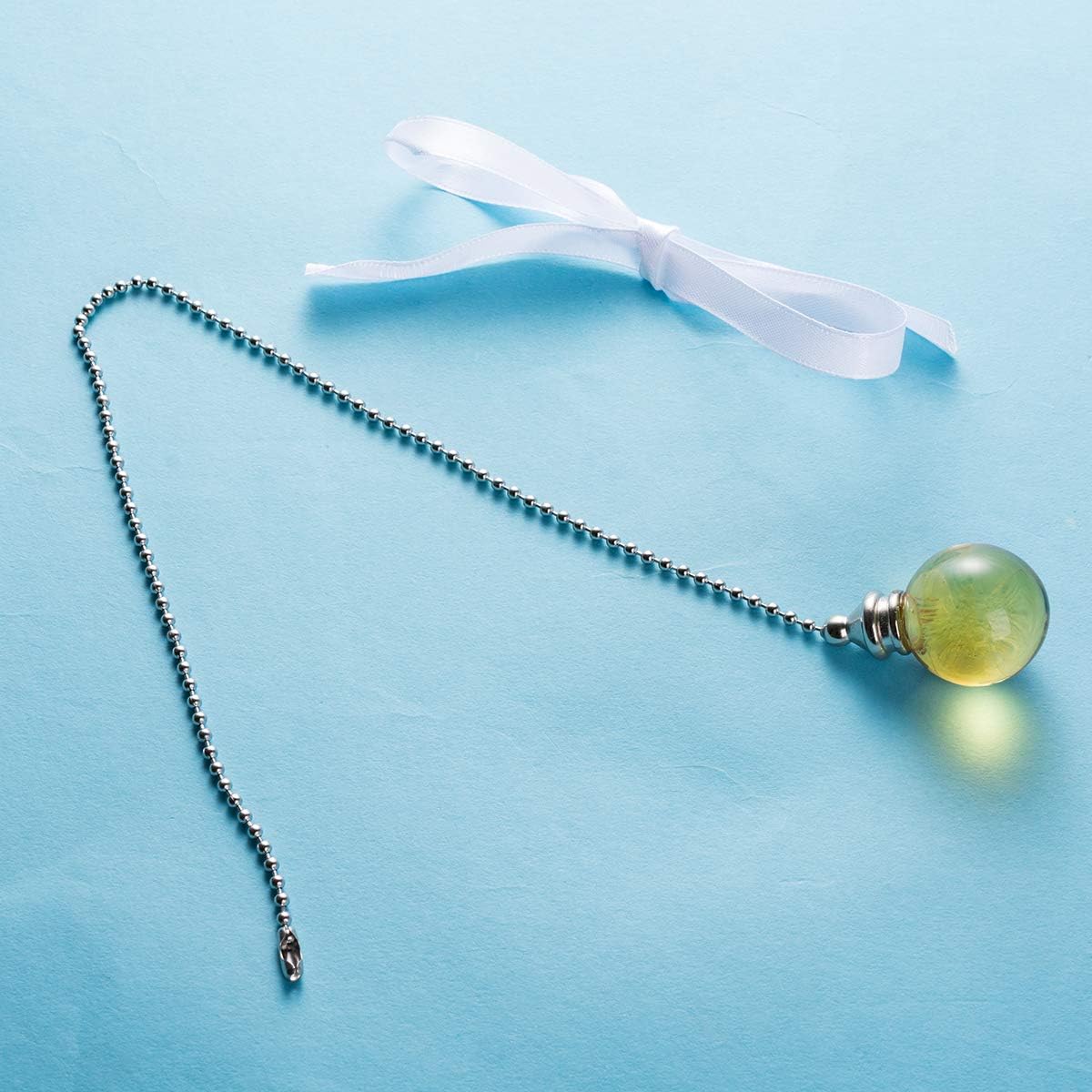 Ceiling Fan Pull Chain, 2pcs 30mm Diameter Yellow Crystal Ball Fan Pull Chain, 20 Inches Fan Pulls Set with Connector Ceiling Fan Pull Chain Ornaments Lighting Accessories