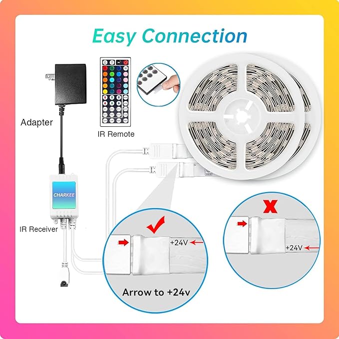 CHARKEE LED Lights for Bedroom 100 ft, Color Changing LED Strip Lights - Image 8