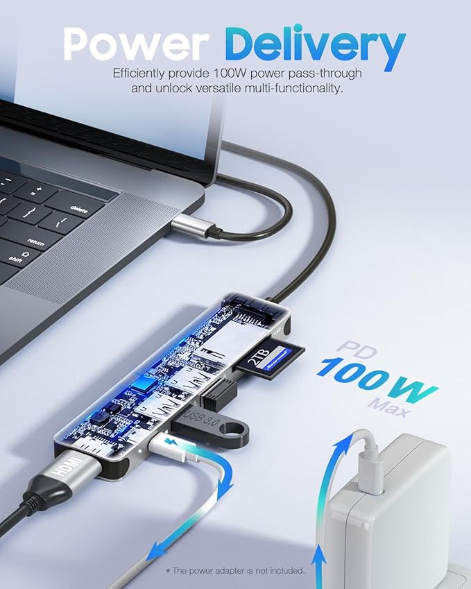 Hiearcool USB C Hub Multi-Port Adapter, 7-in-1 USB-C Dongle - Image 3