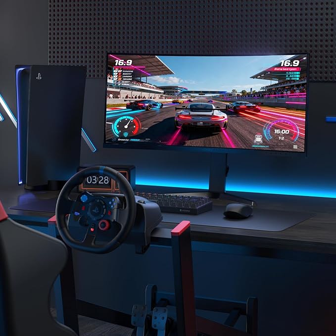 KOORUI 34-inch Curved Ultrawide WQHD 3440×1440 Gaming Monitor, 180Hz 1000R- - Image 8