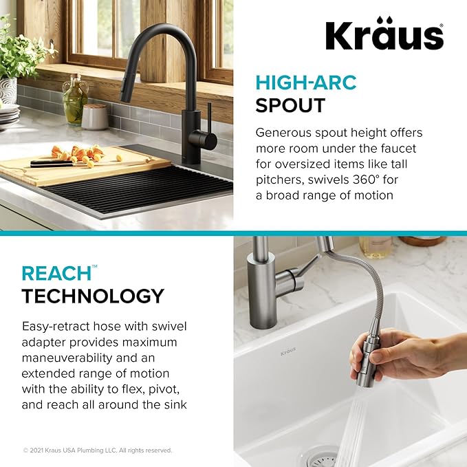 KRAUS Oletto Single Handle Pull Down Kitchen Faucet - Image 8