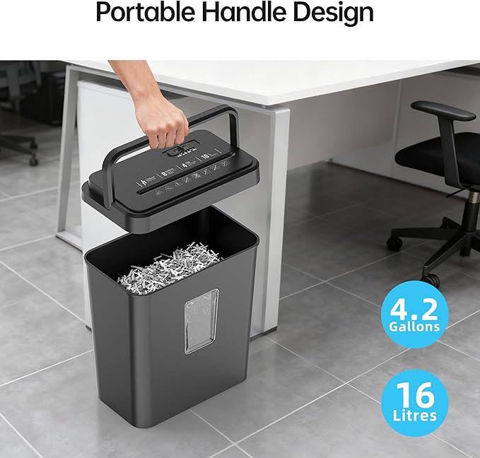 8-Sheet Cross Cut P-4 Security Paper Shredder, 4.2 Gal Bin - Image 6