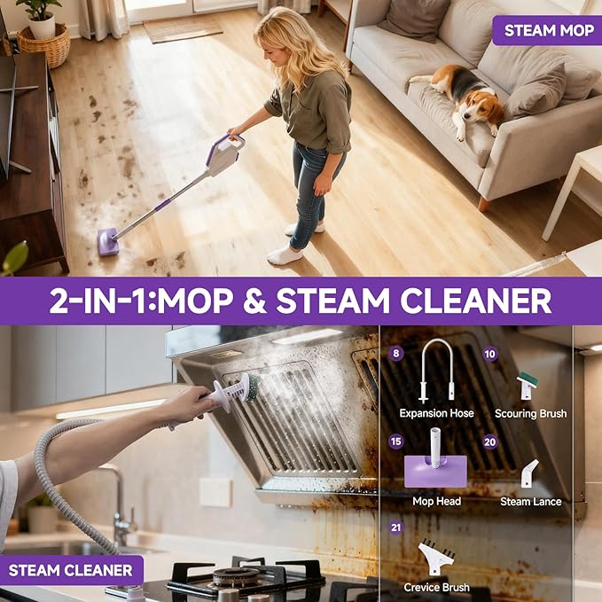 AAOBOSI Steam Mop, 1300W Powerful Detachable Handheld Steamer - Image 6