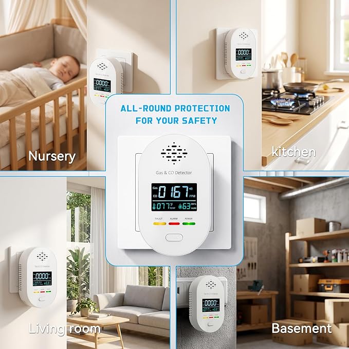 Carbon Monoxide Detectors, Plug in Natural Gas Leak Detector, 4-in-1 Carbon - Image 6