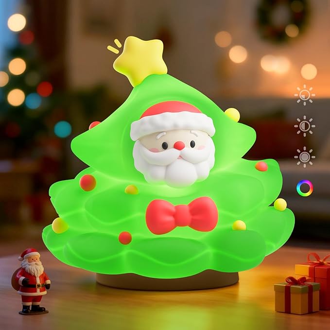 ICARER FAMILY Christmas Tree Night Light, Touch Control LED Lamp, Silicone Green - Image 7