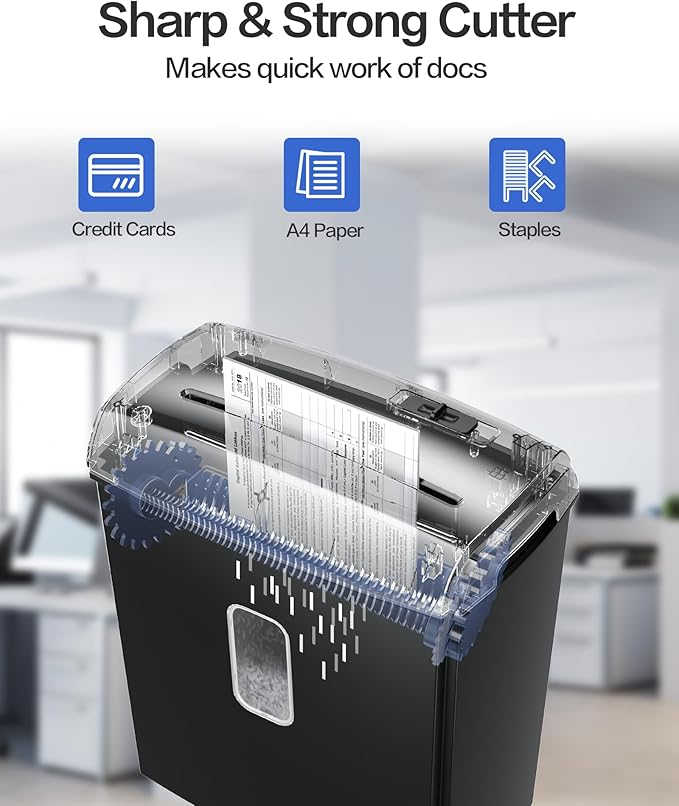 Locksworth 8-Sheet Micro-Cut Paper Shredder, P4 High Security, 4 Gallon Bin - Image 3