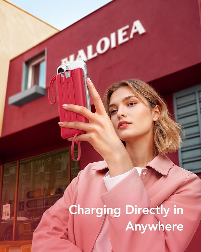 VRURC Portable Charger, 10000mAh Power Bank Built in Cables - Image 5