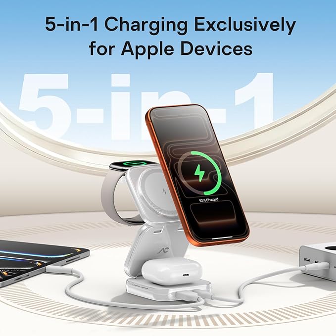 5-in-1 Wireless Charger for MagSafe, AC ISLAND Portable Travel Charging Station - Image 2