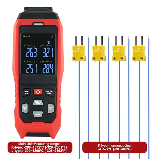 Thermocouple Thermometer Data Logger 4 Channels Digital K Type Thermometer - Image 5